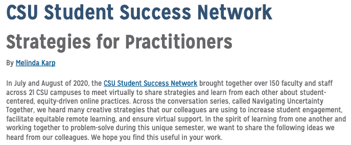 CSU Faculty and Staff Share Strategies to Support Students Online
