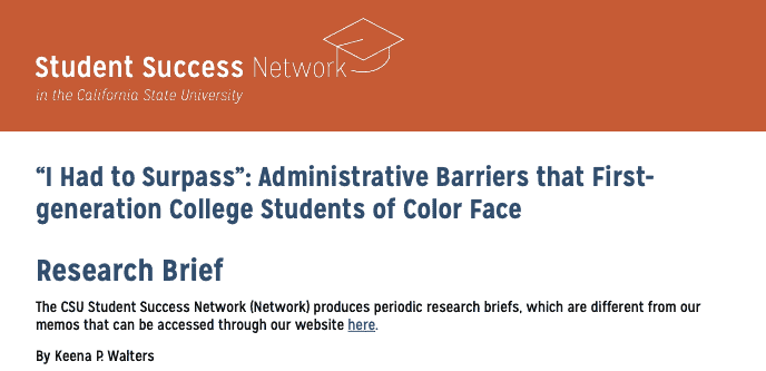“I Had to Surpass”: Administrative Barriers that First-generation College Students of Color Face
