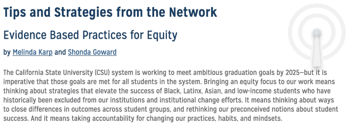 Evidence Based Practices for Equity